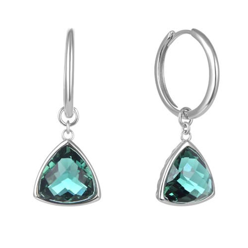 Triangle shape jewelry custom made green quartz drop earrings wholesale